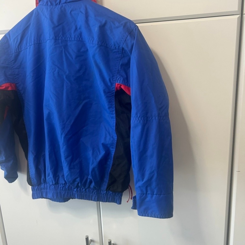 Vintage Columbia Youth Medium Blue Red Windbreaker Jacket Full Zip Sportswear - Picture 11 of 15